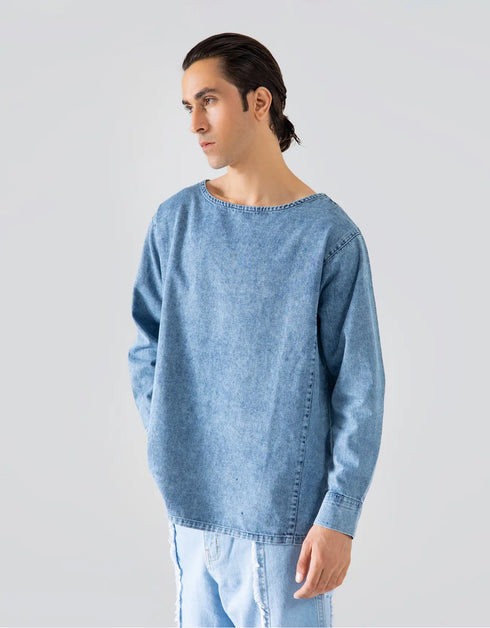 DENIM CREW NECK SHIRT